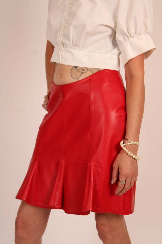 Vintage Claude Montana Cherry Red Mini Skirt Selected By Wolf and Moon Vintage #1