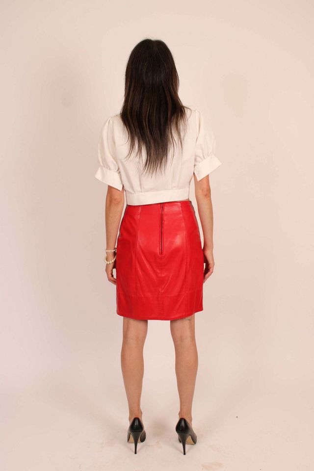 Vintage Claude Montana Cherry Red Mini Skirt Selected By Wolf and Moon Vintage #3