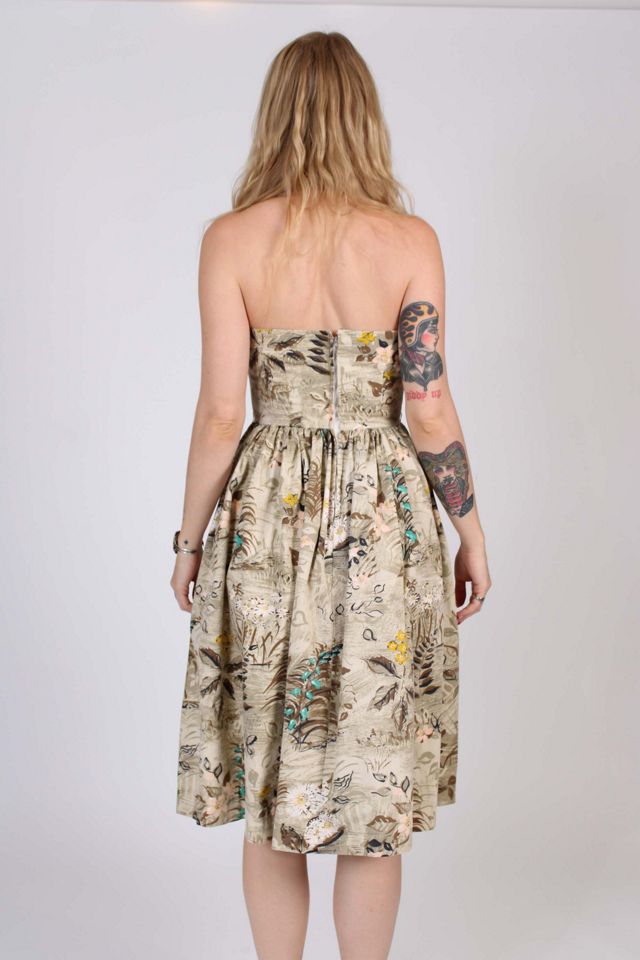 1950s Tropical Floral Halter Dress Selected By Wolf and Moon Vintage #2