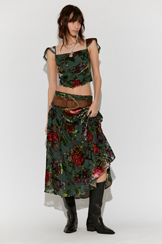 Electra Heart Midi Skirt Set by Free People in Green, Size: S