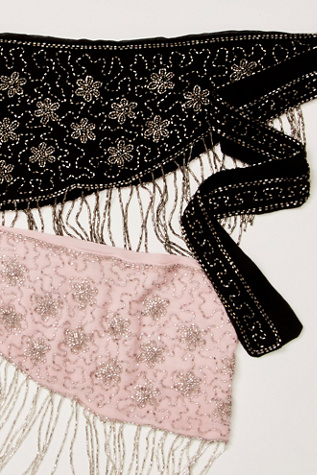 Beaded Blooms Skirt Belt by Free People in Black