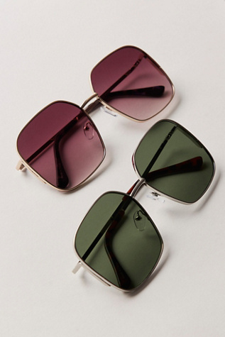 These Eyes Square Sunglasses by Free People in Green