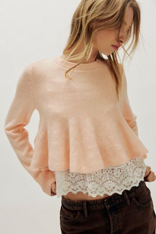 Babydoll SoftSpun Sweater by Free People in Pink, Size: S