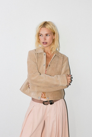 Olivia Suede Jacket by Free People in White, Size: S