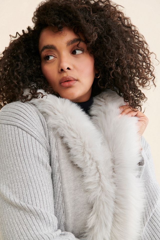 Nuuly X Show Me Your Mumu Lombardi Sparkle Faux Fur Collared Cardigan #2
