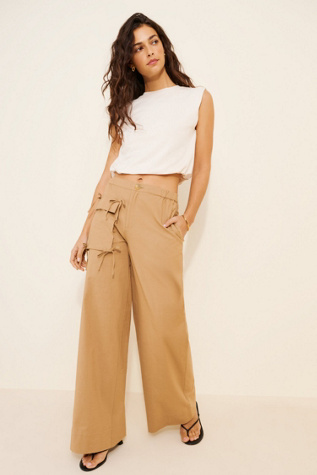 Find Me Now Linen Cargo Bow Wide-Leg Pants
