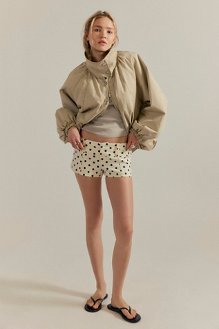 Ana Printed Micro Shorts by Free People in White, Size: US 14