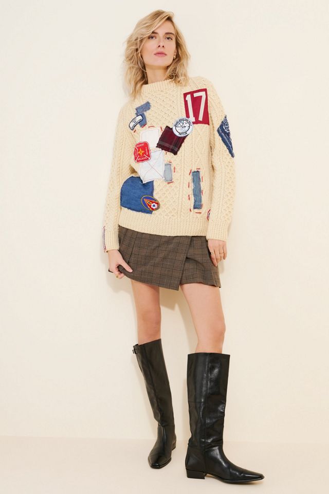 Riley Vintage Patched Wool Blend Crewneck Sweater #3