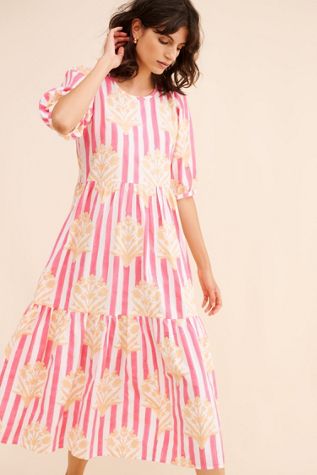 SZ Blockprints Gaia Tiered Midi Dress