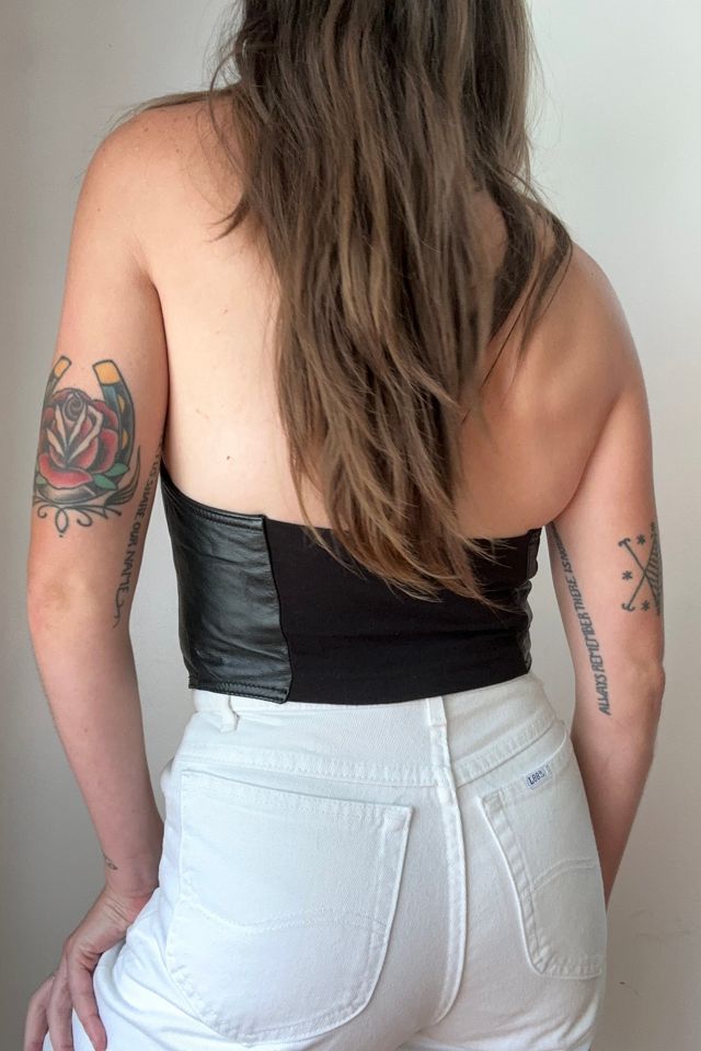 Y2K Black Leather Biker Halter Vest Selected by Grievous Angel Vintage #2