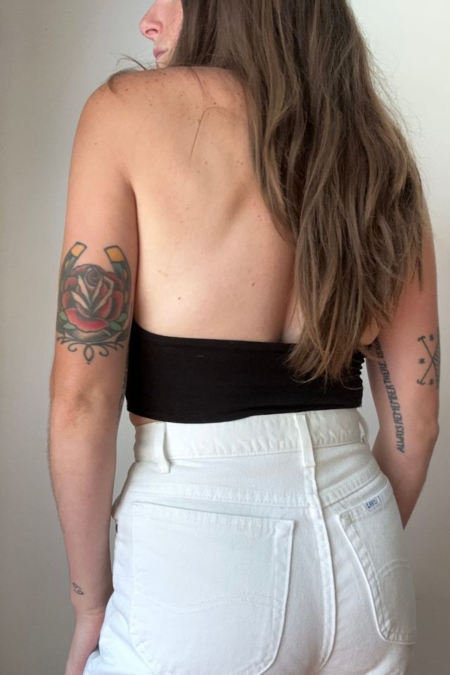 Y2K Black Leather Biker Halter Selected by Grievous Angel Vintage #1