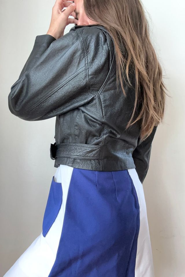 Y2K Cropped Leather Biker Jacket Selected by Grievous Angel Vintage #3