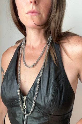 Vintage Silver Double Chain Layering Necklace Selected by Grievous Angel Vintage