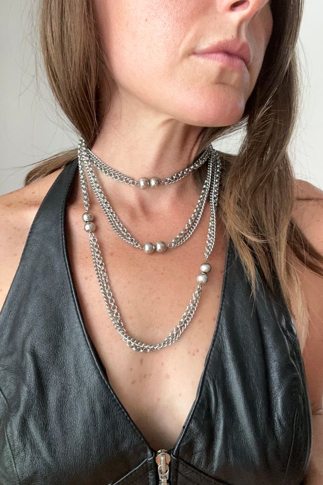 Vintage Silver Double Chain Layering Necklace Selected by Grievous Angel Vintage #1