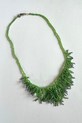 Vintage Green Bead Fringe Necklace Selected by Grievous Angel Vintage