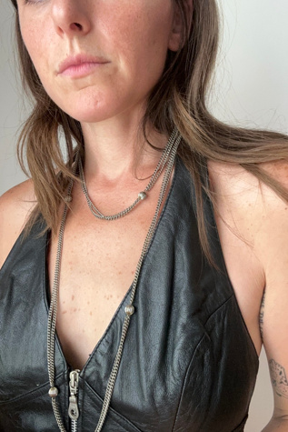 Vintage Silver Thin Double Chain Layering Necklace Selected by Grievous Angel Vintage