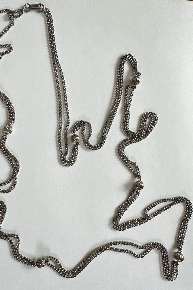 Vintage Silver Thin Double Chain Layering Necklace Selected by Grievous Angel Vintage #2