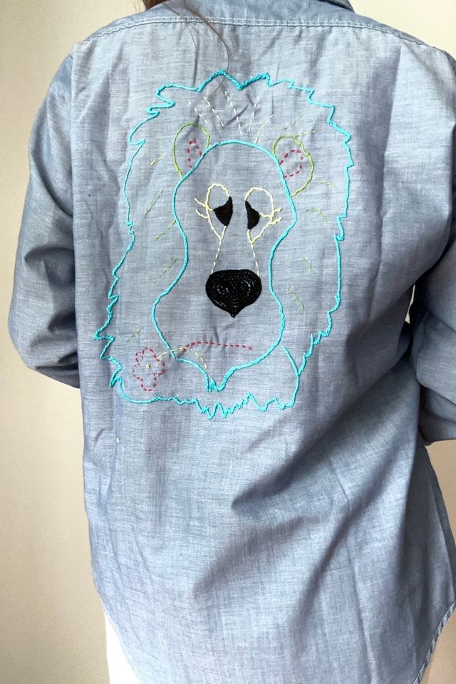 1970s Embroidered Chambray Button Up Shirt Selected by Grievous Angel Vintage #1
