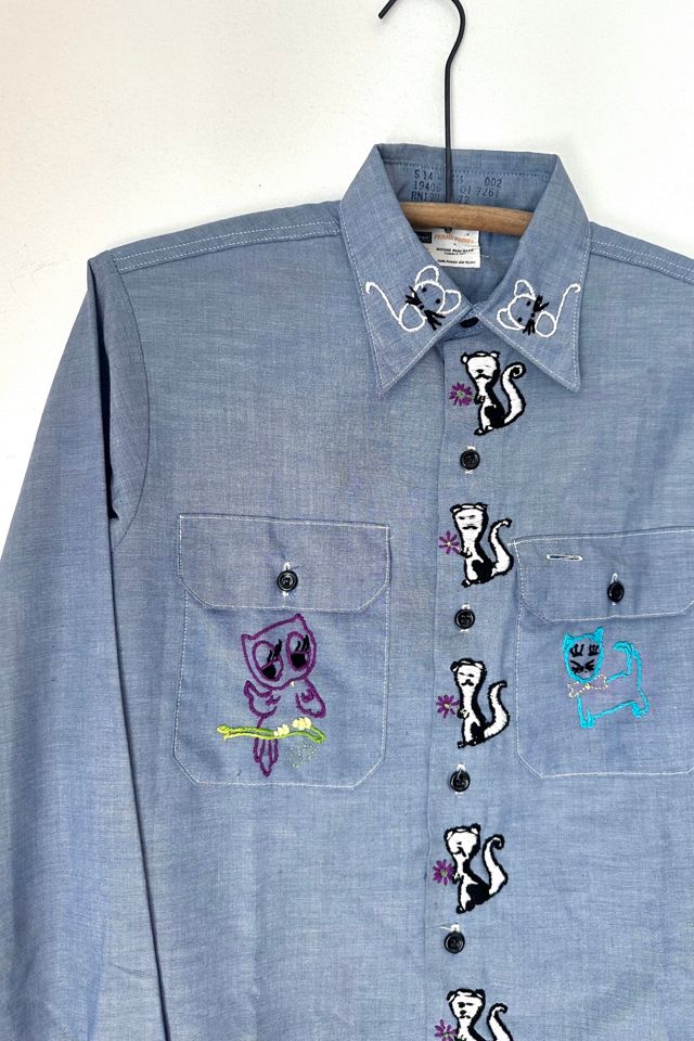 1970s Embroidered Chambray Button Up Shirt Selected by Grievous Angel Vintage #2