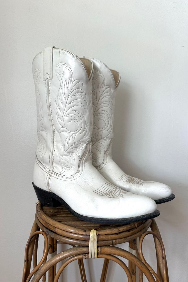 Vintage White Leather Cowboy Boots Selected by Grievous Angel Vintage ...