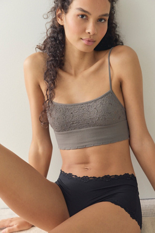 Amara Seamless Longline Bralette by Intimately at Free People in Dusty Olive, Size: L-XL/G-TG