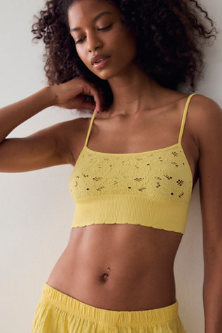 Amara Seamless Longline Bralette by Intimately at Free People in Lemon Meringue, Size: L-XL/G-TG