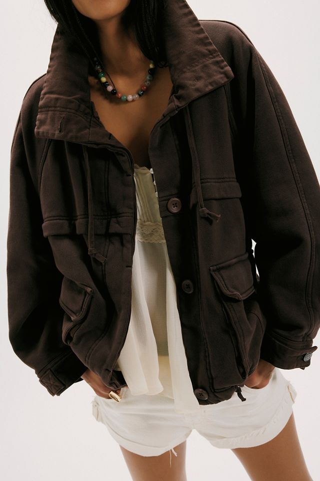 Jojo Washed Oversized Funnel-Neck Jacket | Free People