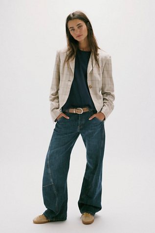 We The Free Highland Low-Rise Twisted Bowed Jeans at Free People in Dark Wash, Size: 33