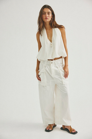 We The Free Costa Pull-On Harem Trousers at Free People in Whisper White, Size: XS