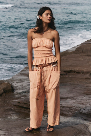 We The Free Costa Pull-On Harem Pants at Free People in Pale Peach, Size: XS