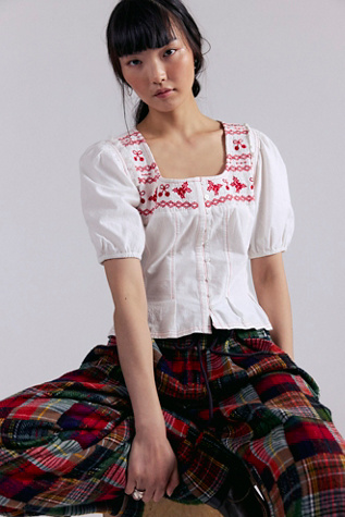 Holly Embroidered Top by Free People in White, Size: M