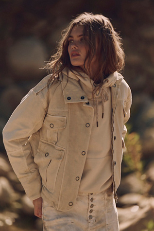 We The Free Kali Washed Jacket at Free People in White, Size: XS