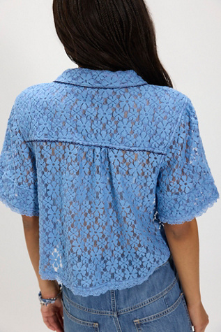 Женский топ Free People Mannie Lace Button Down, цвет: Синий — фото 2