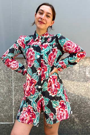 1940’s Cotton Floral Print Shirtdress Selected by Nomad Vintage