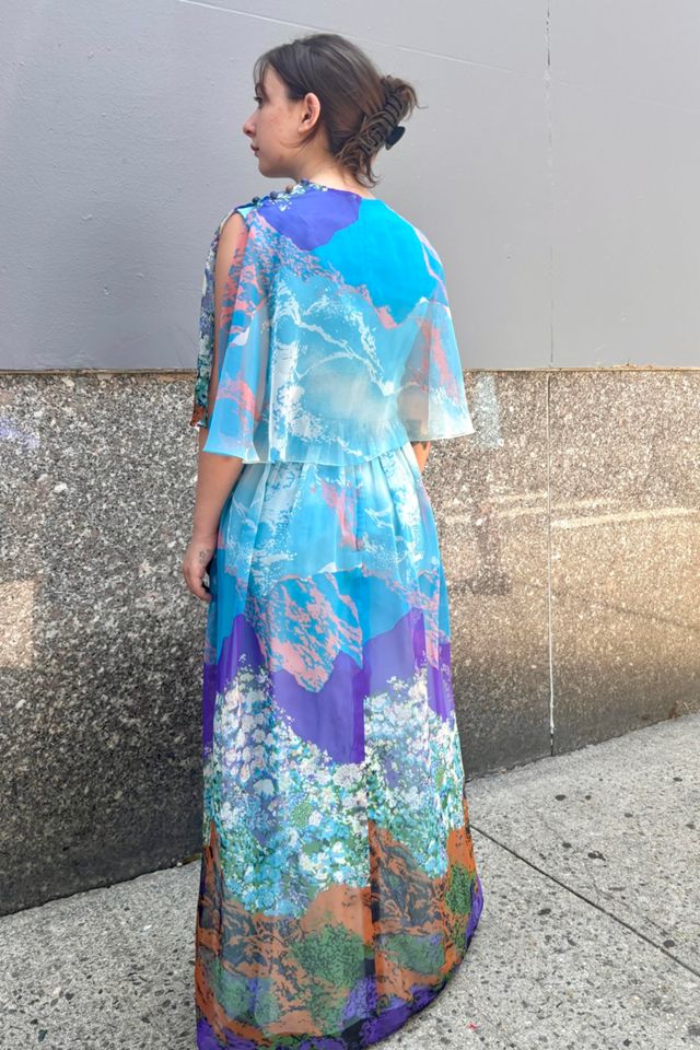 1960-70’s Landscape Print Gown Selected by Nomad Vintage #1
