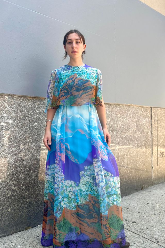 1960-70’s Landscape Print Gown Selected by Nomad Vintage #3