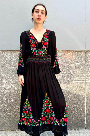 Mid-Century Eastern European Embroidered Dress Selected by Nomad Vintage