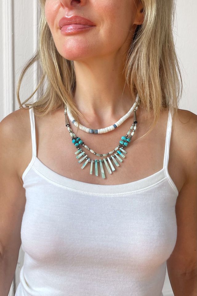 Vintage Boho 70s Blue Shell Layered Necklace Set Selected by MARMALADE #2