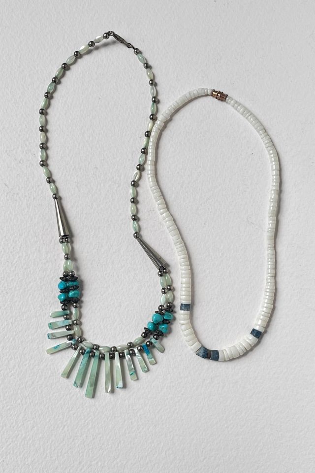 Vintage Boho 70s Blue Shell Layered Necklace Set Selected by MARMALADE #3