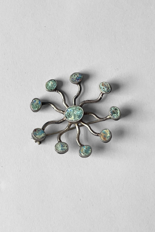 Vintage Mid-Century Modernist Sterling Silver Taxco Starburst Brooch Selected by MARMALADE