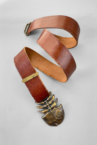 70s Signed Sculptural Brass FishBone Belt Selected by MARMALADE