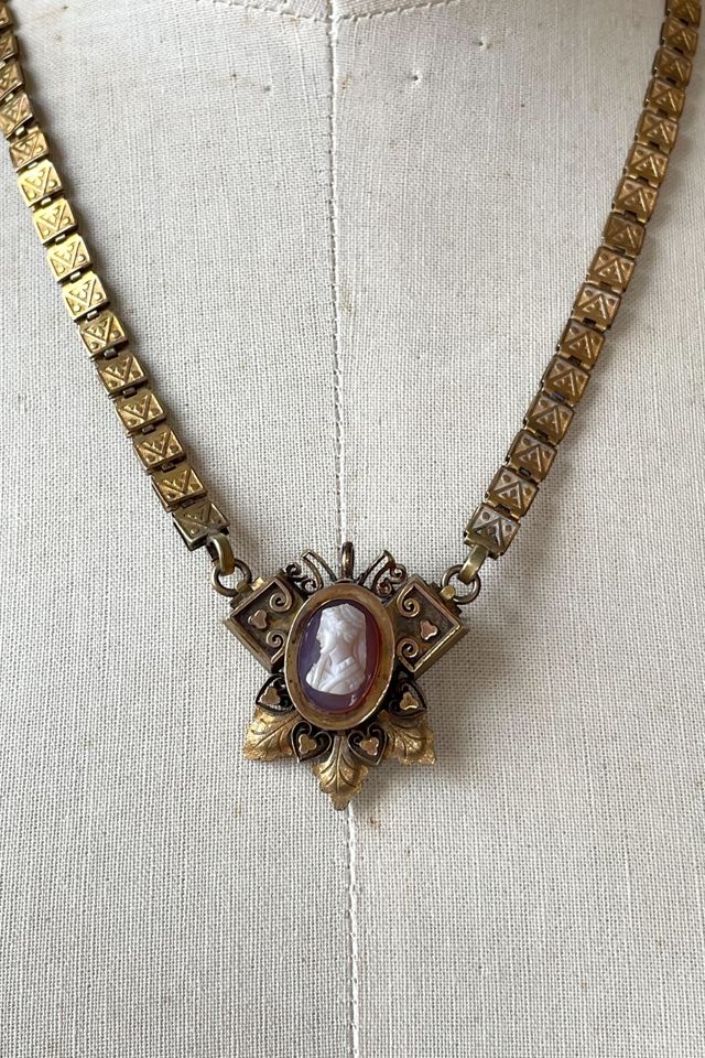 Antique Victorian Gold Filled Book Chain Cameo Necklace Selected by MARMALADE #2