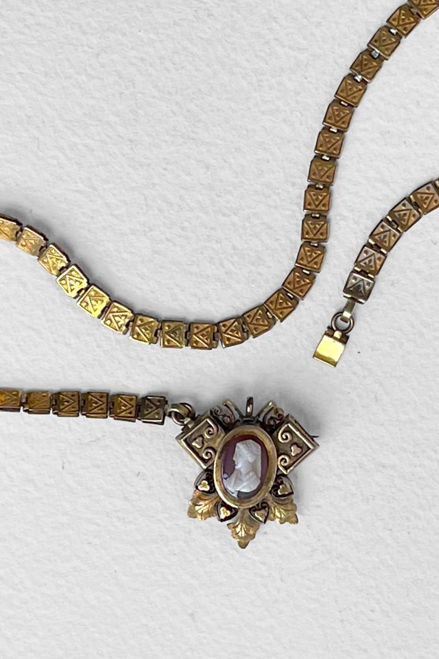 Antique Victorian Gold Filled Book Chain Cameo Necklace Selected by MARMALADE #3