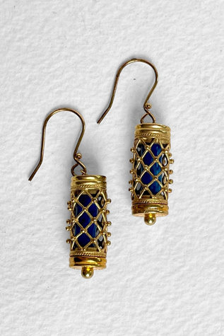 Vintage 90s 24K Gold Plated Sterling Silver Ancient Revival Cage Bead Earrings Selected by MARMALADE