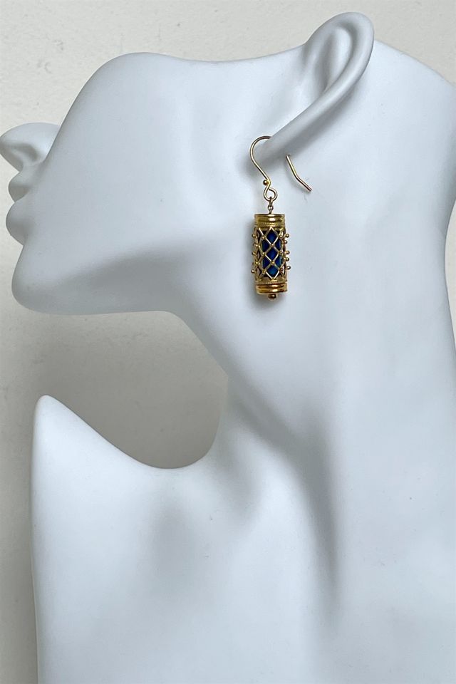 Vintage 90s 24K Gold Plated Sterling Silver Ancient Revival Cage Bead Earrings Selected by MARMALADE #3
