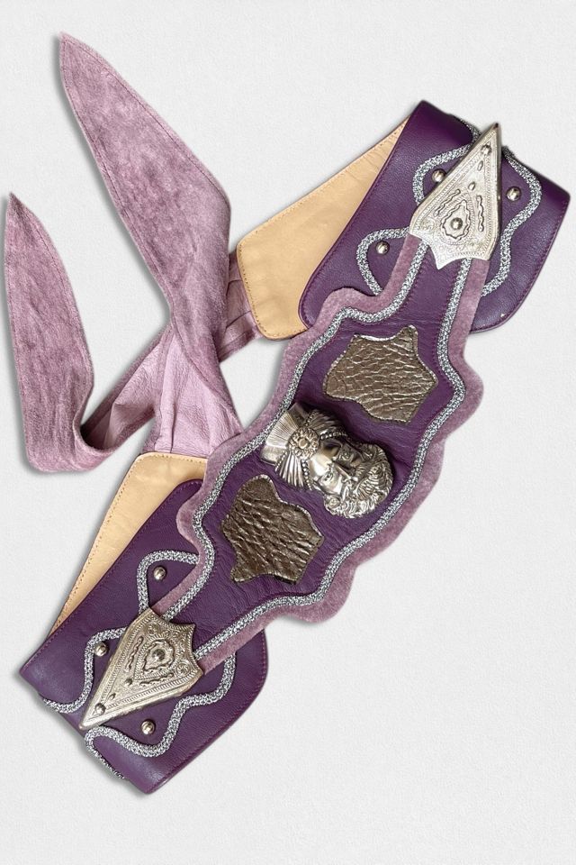 80s Maximalists Purple Patchwork Leather Sultan Belt Selected by MARMALADE