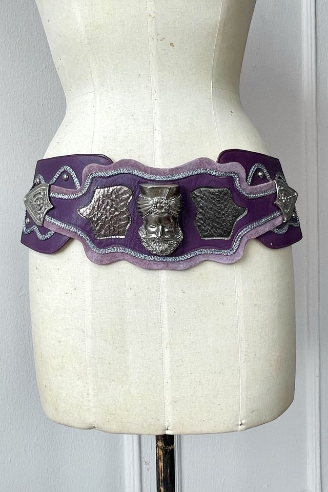 80s Maximalists Purple Patchwork Leather Sultan Belt Selected by MARMALADE #1