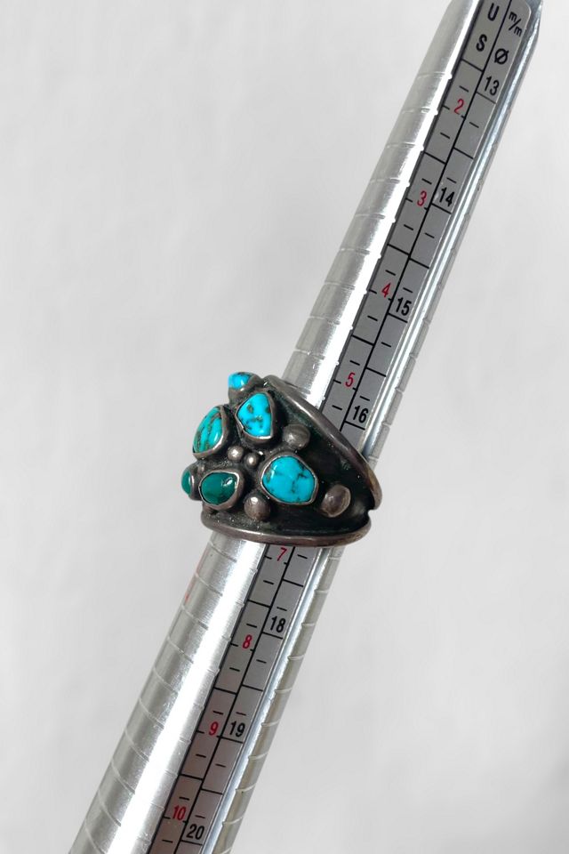 Vintage Mid-Century Turquoise Nuggets Sterling Silver Cluster Ring Selected by MARMALADE #3