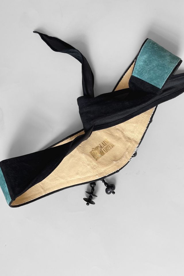 80s Vintage Teal Suede Laise Adzer Beaded Mermaid Belt Selected by MARMALADE #3