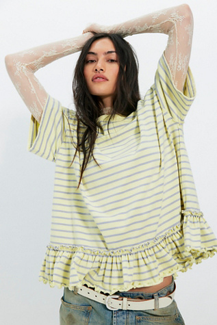 We The Free The Most Striped Tee at Free People in Yellow, Size: XL